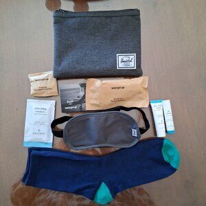 Herschel Supply x Westjet Business Class Gray Toiletry Amenity Travel Bag